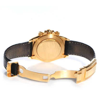 Rolex 18K Yellow Gold Alligator 40mm Oyster Perpetual Cosmograph Daytona Watch White 16518 4 of 9
