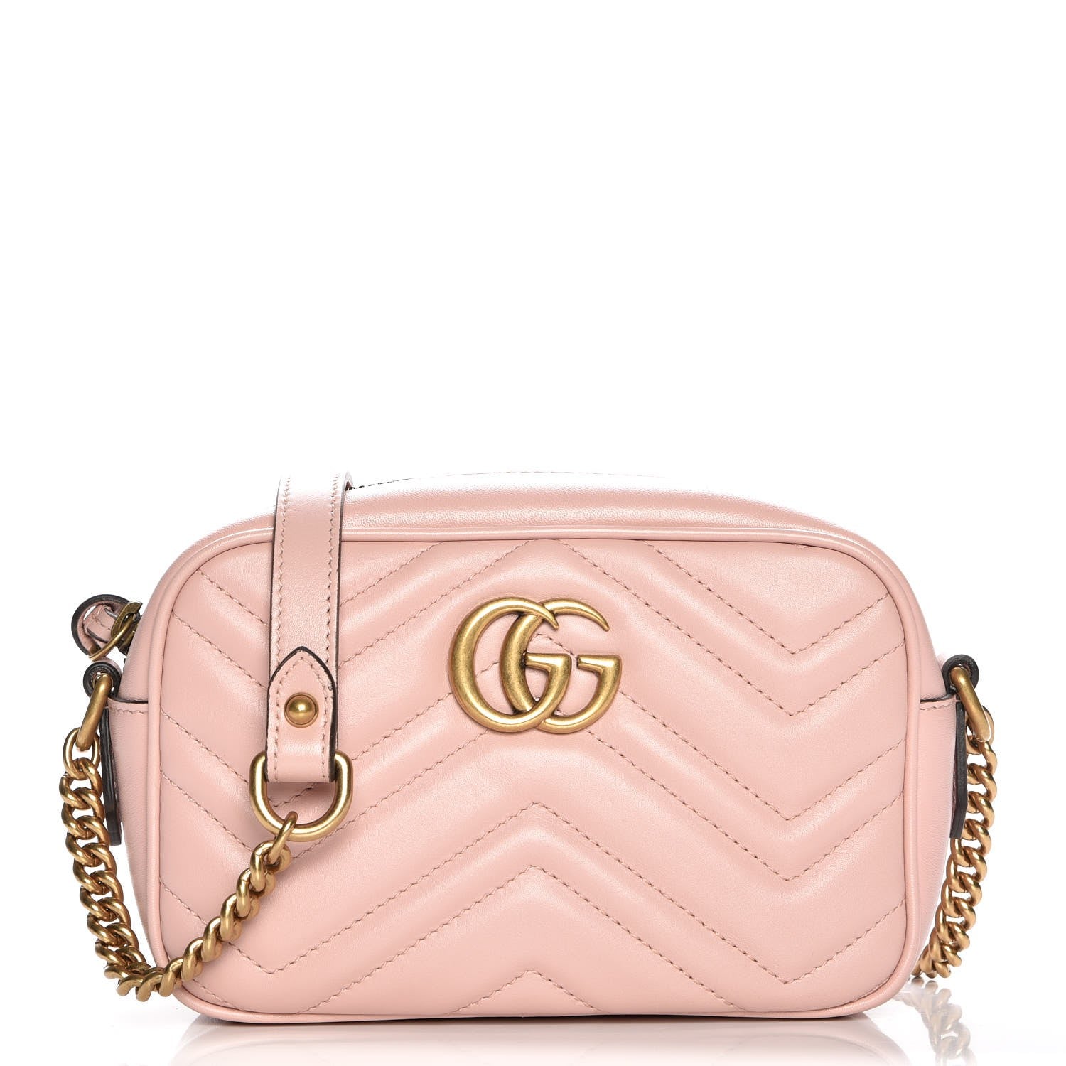 Gucci Calfskin Matelasse Mini GG Marmont Chain Shoulder Bag Perfect Pink 1 of 7