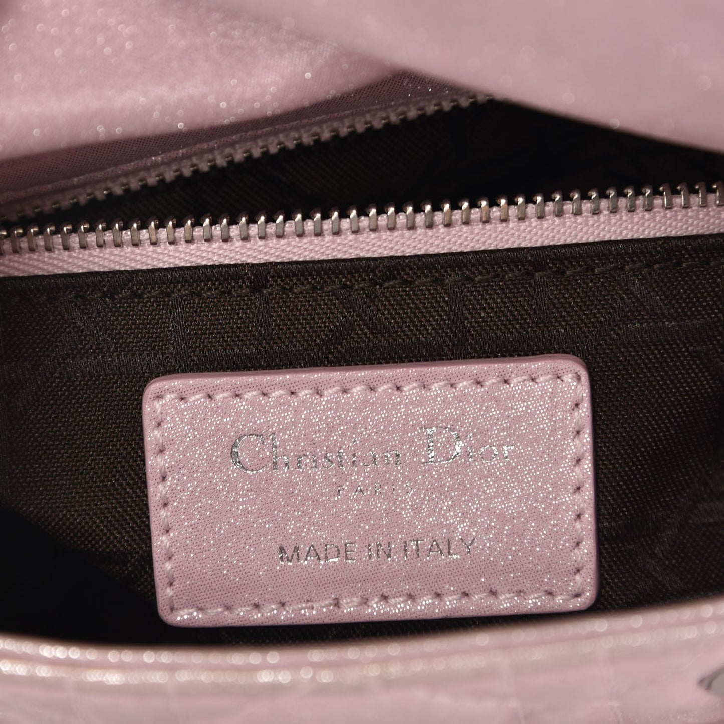 Metallic Calfskin Cannage Mini Lady Dior Pink