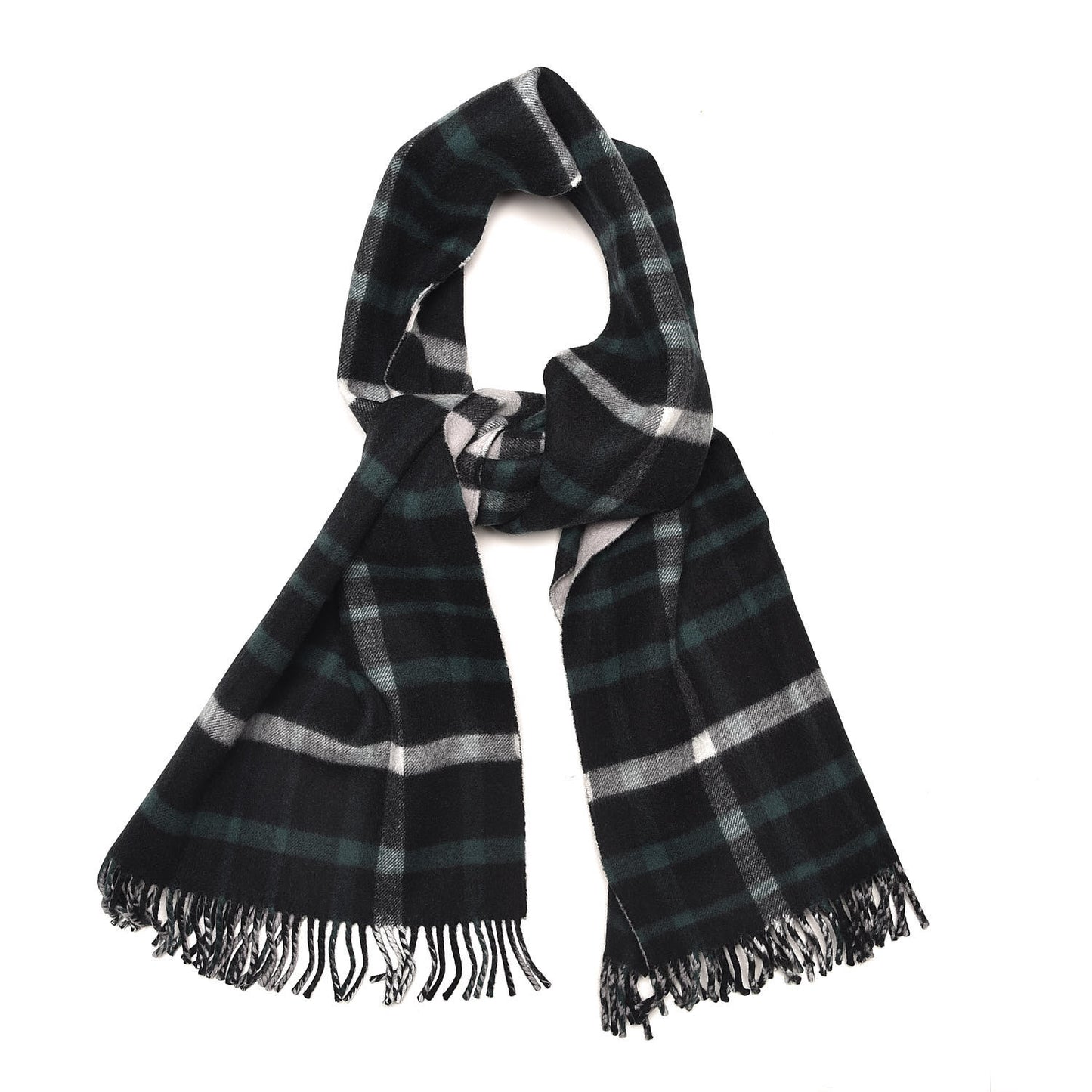 Wool Cashmere Oversized Reversible Check Duffle Scarf Black