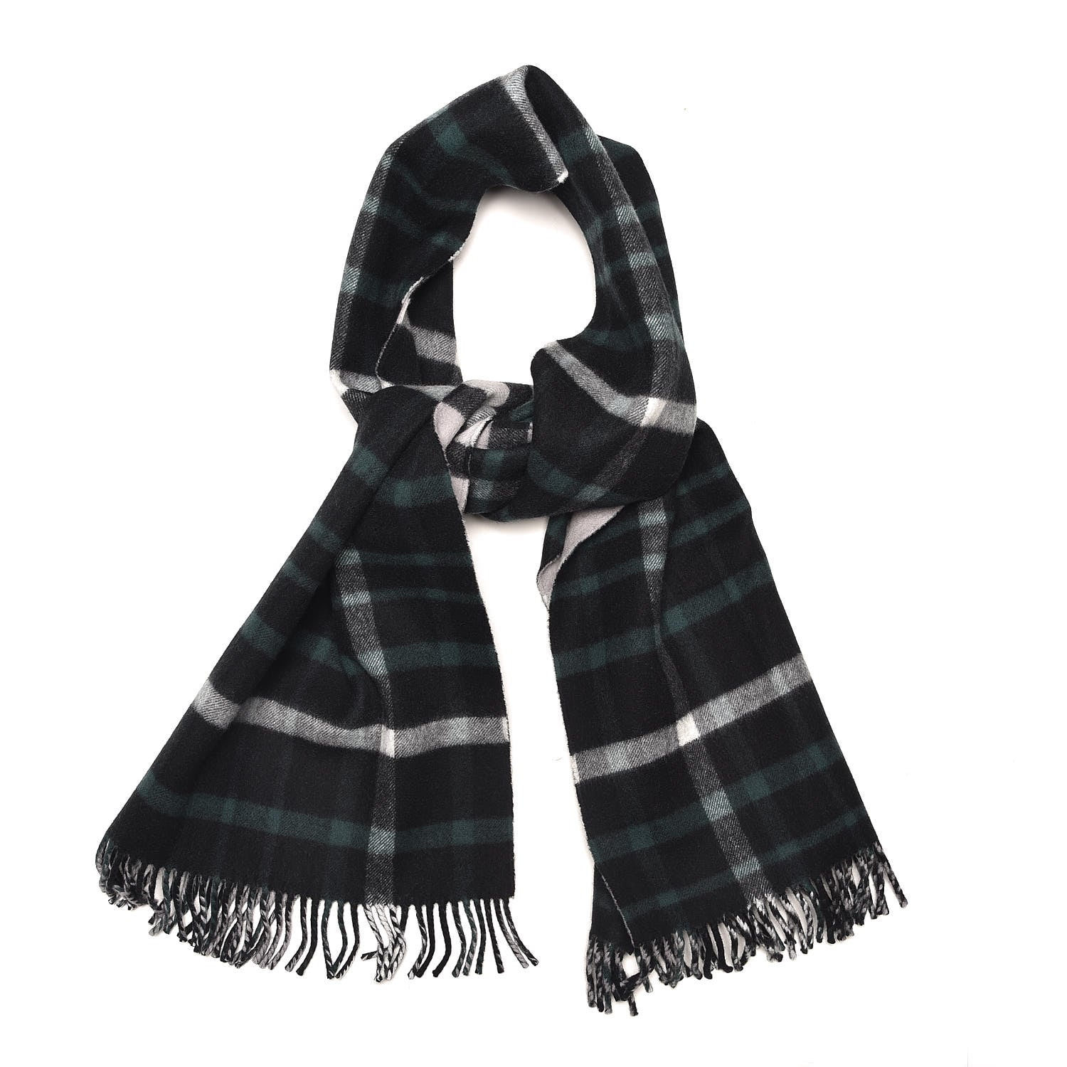 Burberry Wool Cashmere Oversized Reversible Check Duffle Scarf Black 1 of 5
