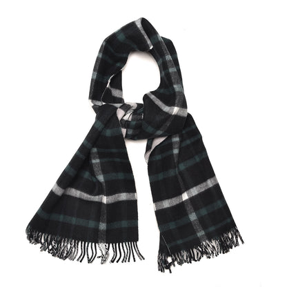 Burberry Wool Cashmere Oversized Reversible Check Duffle Scarf Black 1 of 5