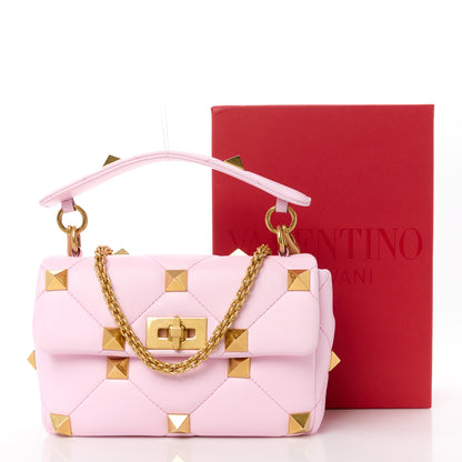 Valentino Garavani Nappa Medium Roman Stud Shoulder Bag Pink Borealis 12 of 12