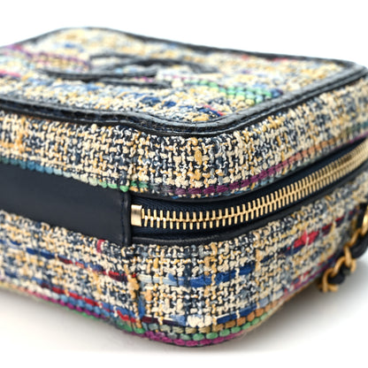 Chanel Tweed Snakeskin Quilted Small CC Filigree Vanity Case Navy Multicolor 9 of 9