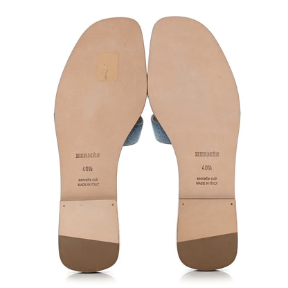 Hermes Denim Canvas Oran Sandals 40.5 Bleu Clair 5 of 11