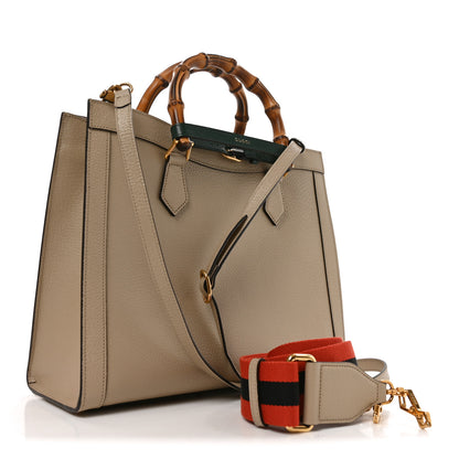Gucci Textured Dollar Calfskin Web Medium Diana Tote Bag Oatmeal Vintage Green 3 of 10