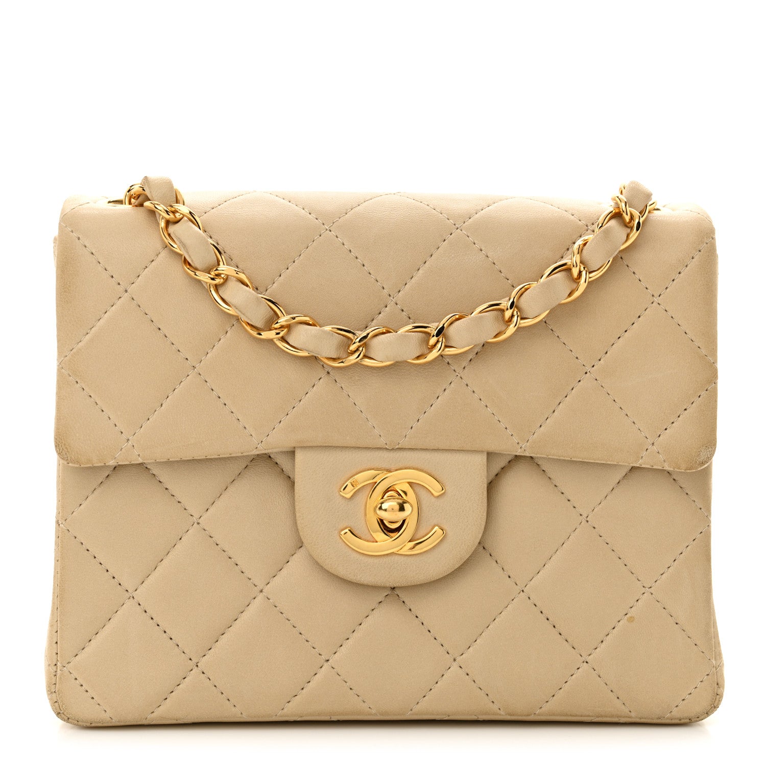 Chanel Lambskin Quilted Mini Square Flap Beige 1 of 15