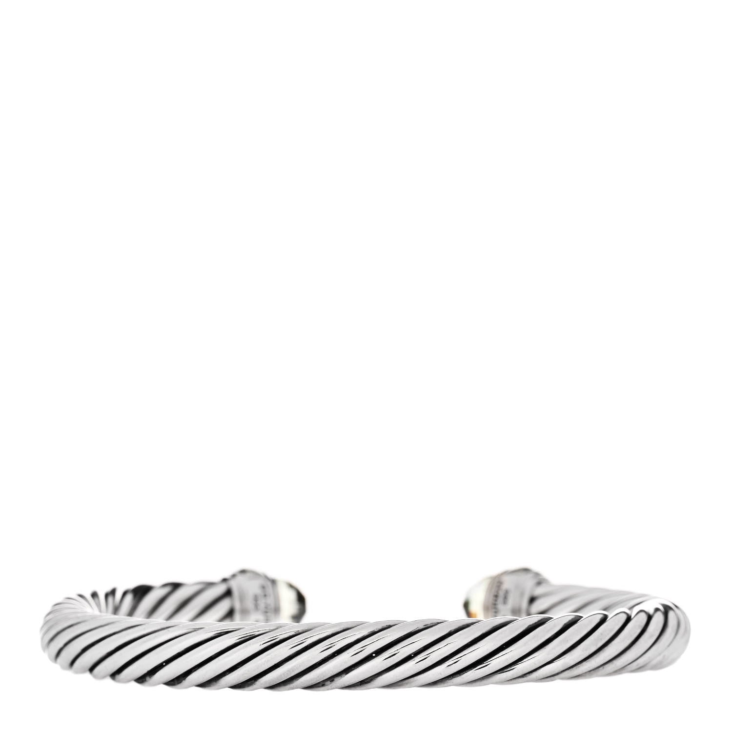 David Yurman Sterling Silver 14K Yellow Gold Prasiolite 7mm Cable Classics Bracelet 2 of 3
