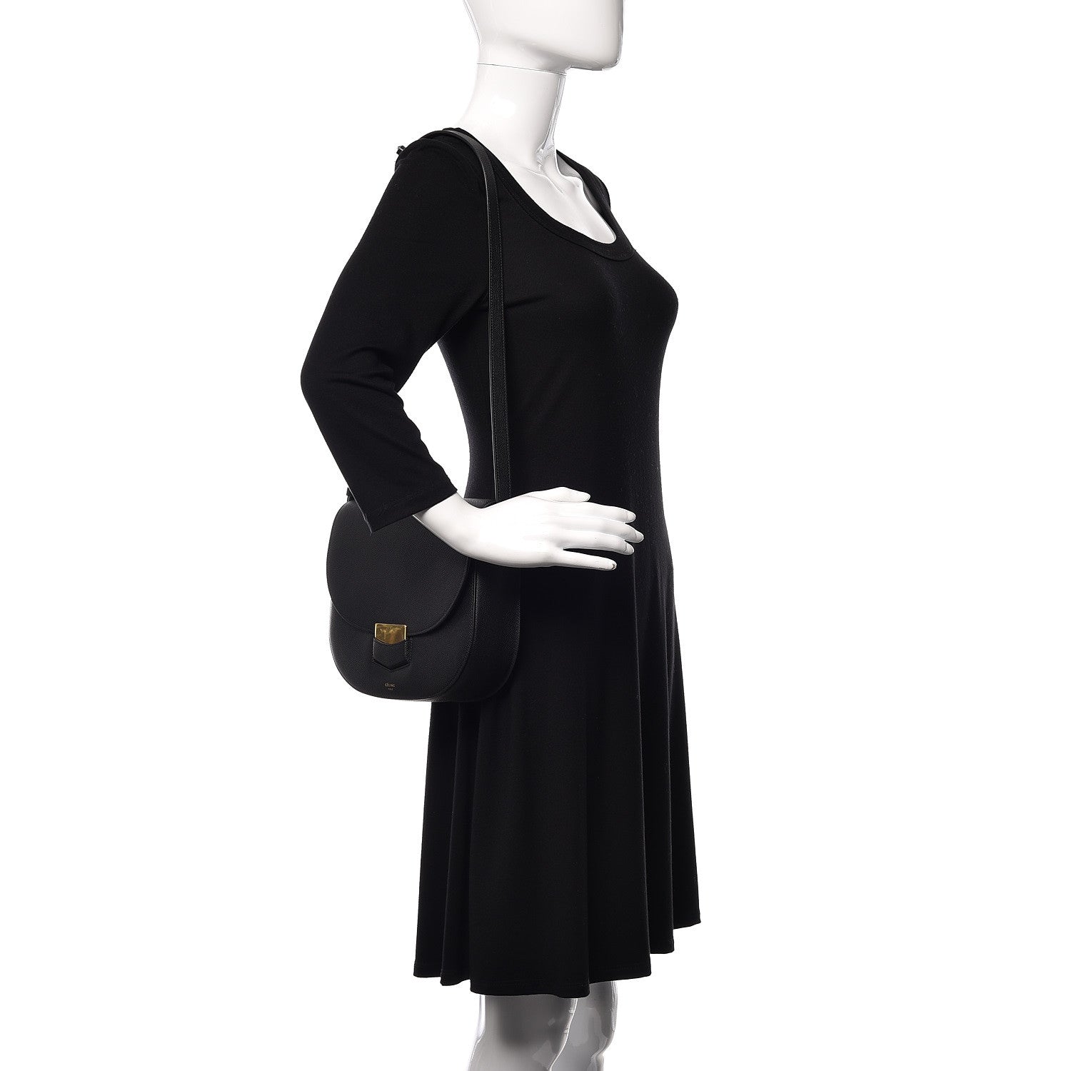 Celine Grained Calfskin Compact Trotteur Black 2 of 11