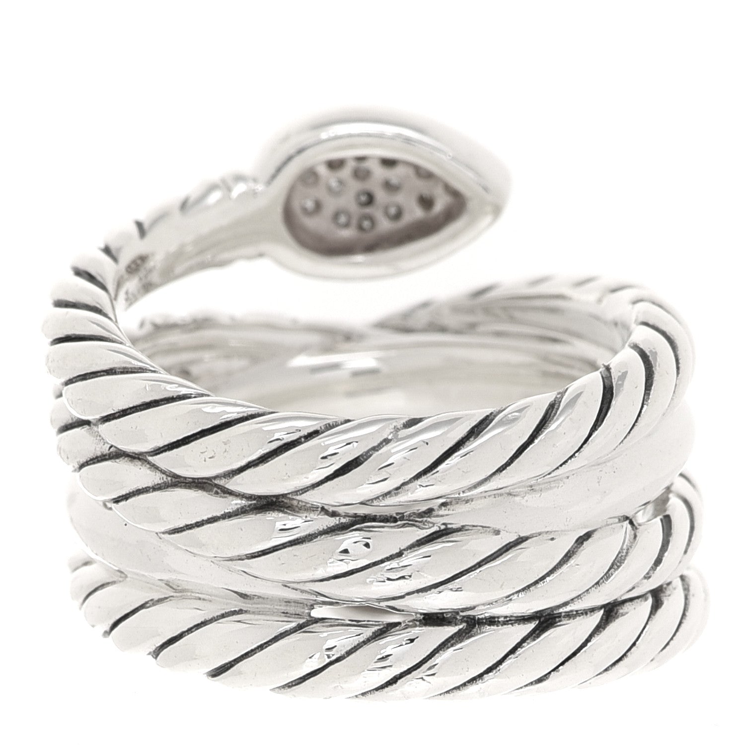 David Yurman Sterling Silver Diamond Renaissance Ring 54 7 3 of 4