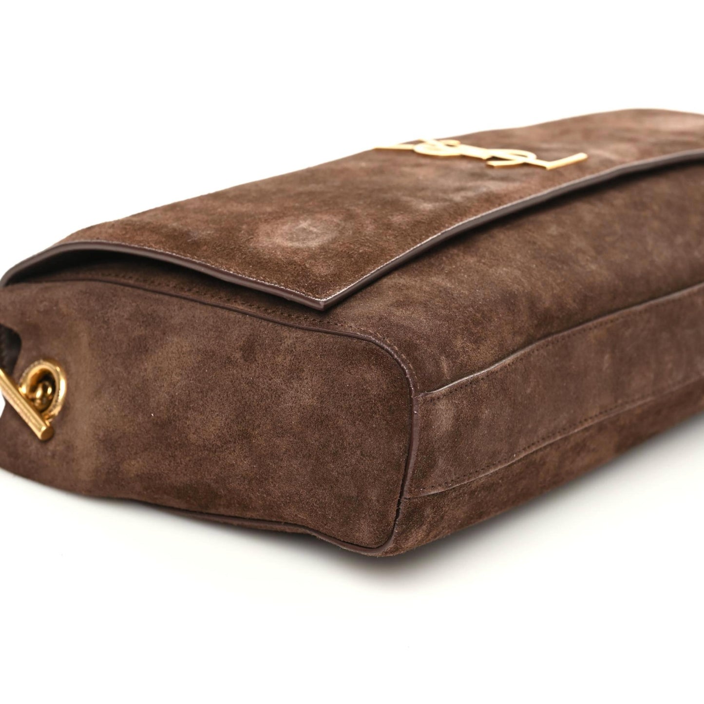 Smooth Calfskin Suede Medium Reversible Monogram Kate Satchel Military Brown