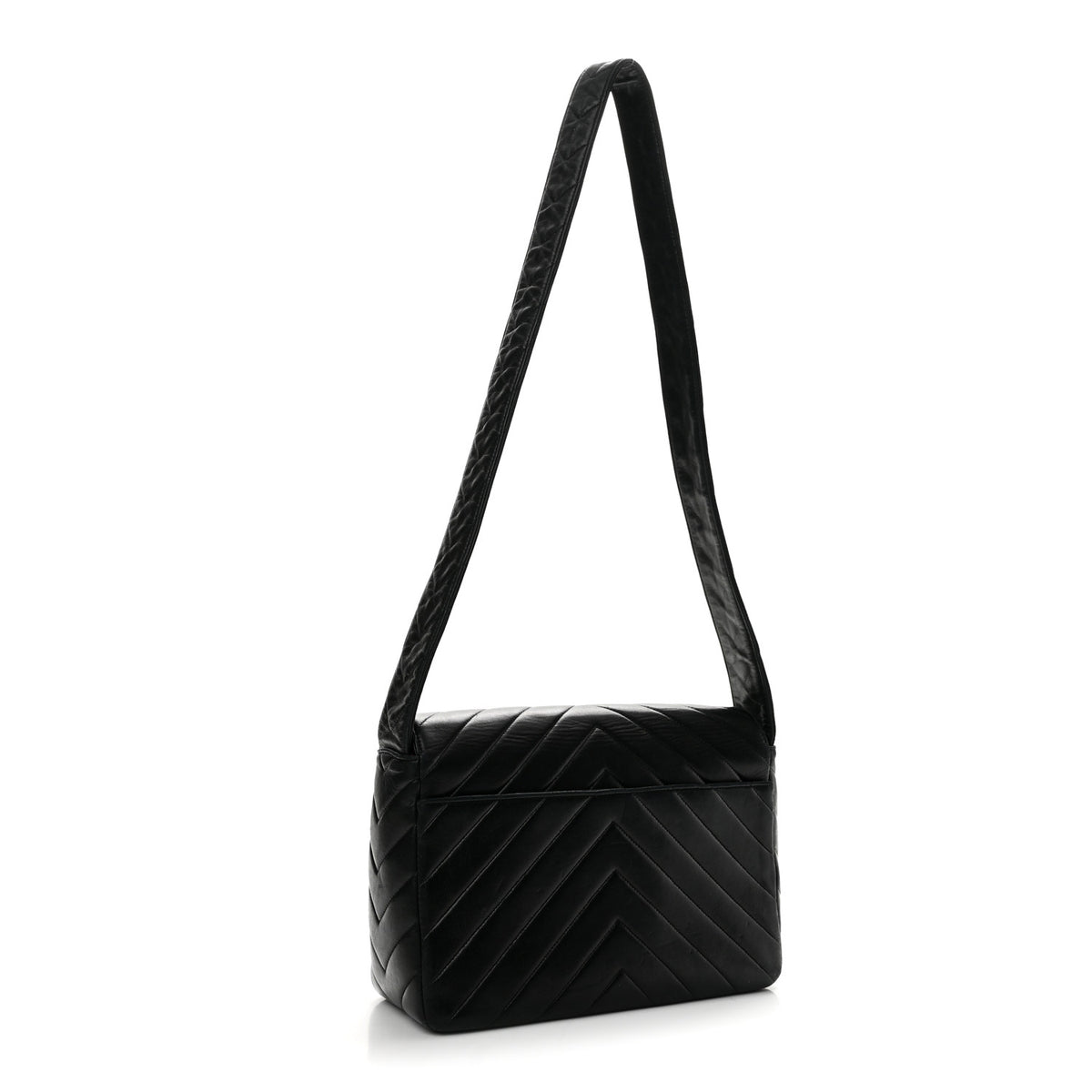 Chanel Lambskin Chevron Quilted Flap Shoulder Bag Black 3 of 14