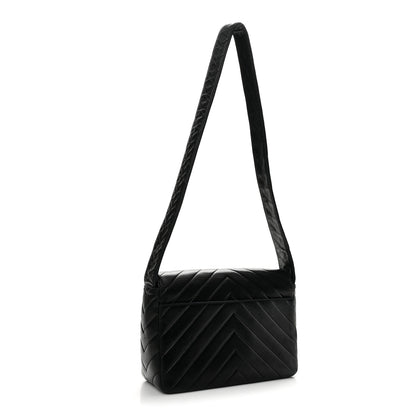 Chanel Lambskin Chevron Quilted Flap Shoulder Bag Black 3 of 14