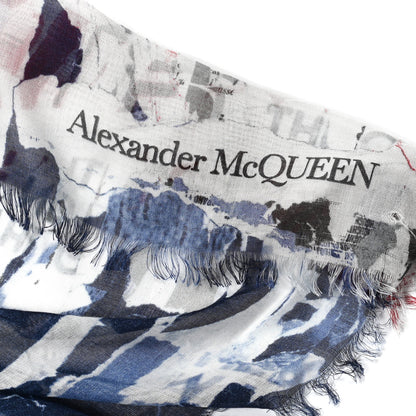 Alexander McQueen Modal Silk Union Jack Scarf Red White Navy 3 of 3