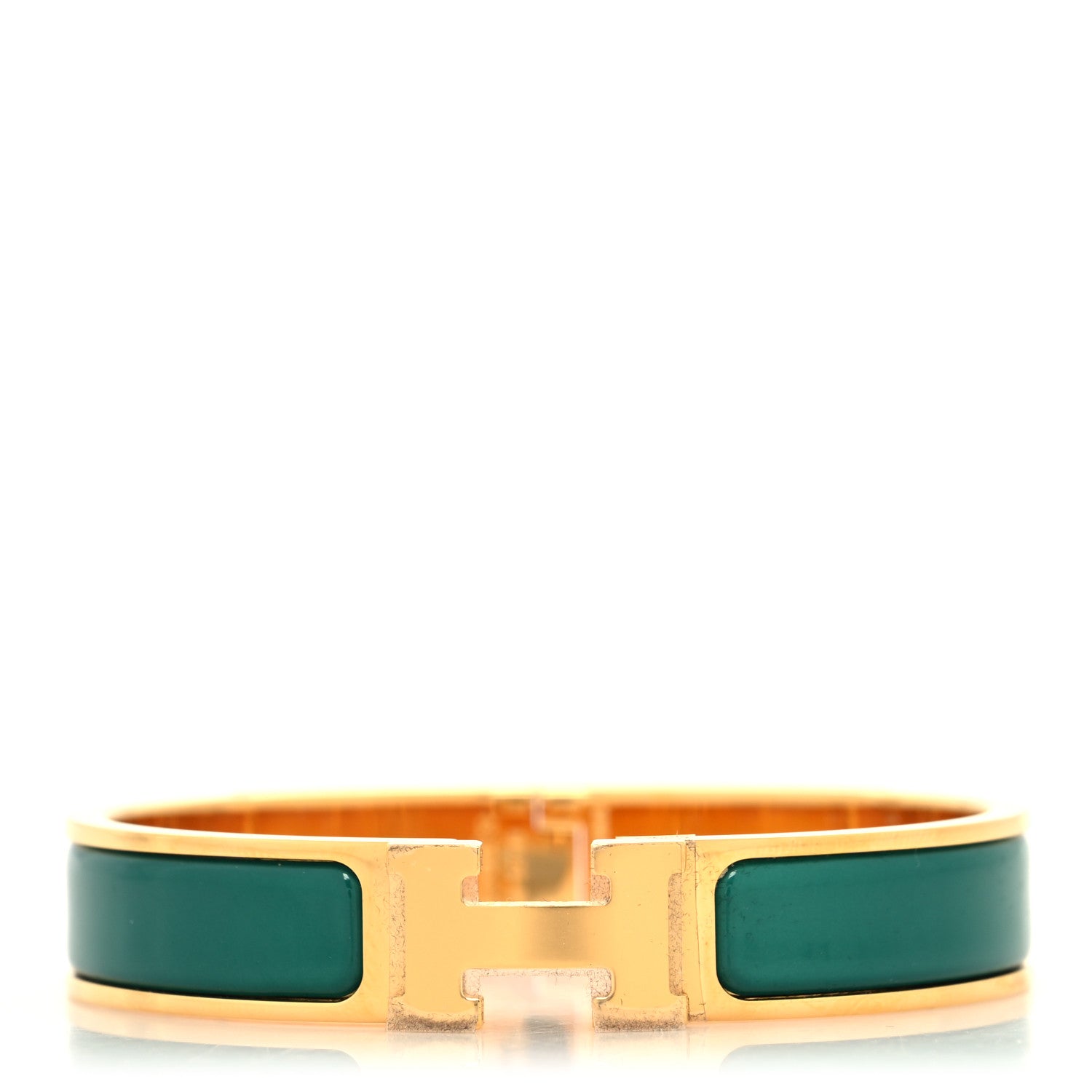 Hermes Enamel Narrow Clic Clac H Bracelet PM Malachite 1 of 5