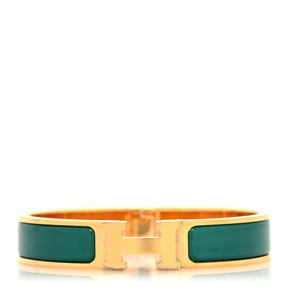 Hermes Enamel Narrow Clic Clac H Bracelet PM Malachite 1 of 5