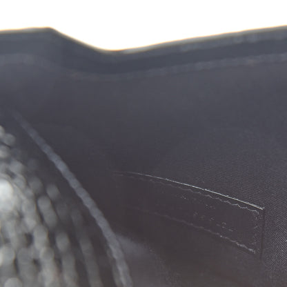 Saint Laurent Calfskin Crocodile Embossed Uptown Monogram Clutch Black 7 of 8