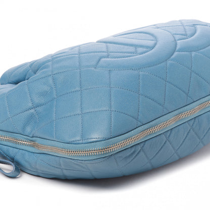 Chanel Caviar Quilted Expandable Zip Shoulder Bag Blue 5 of 10