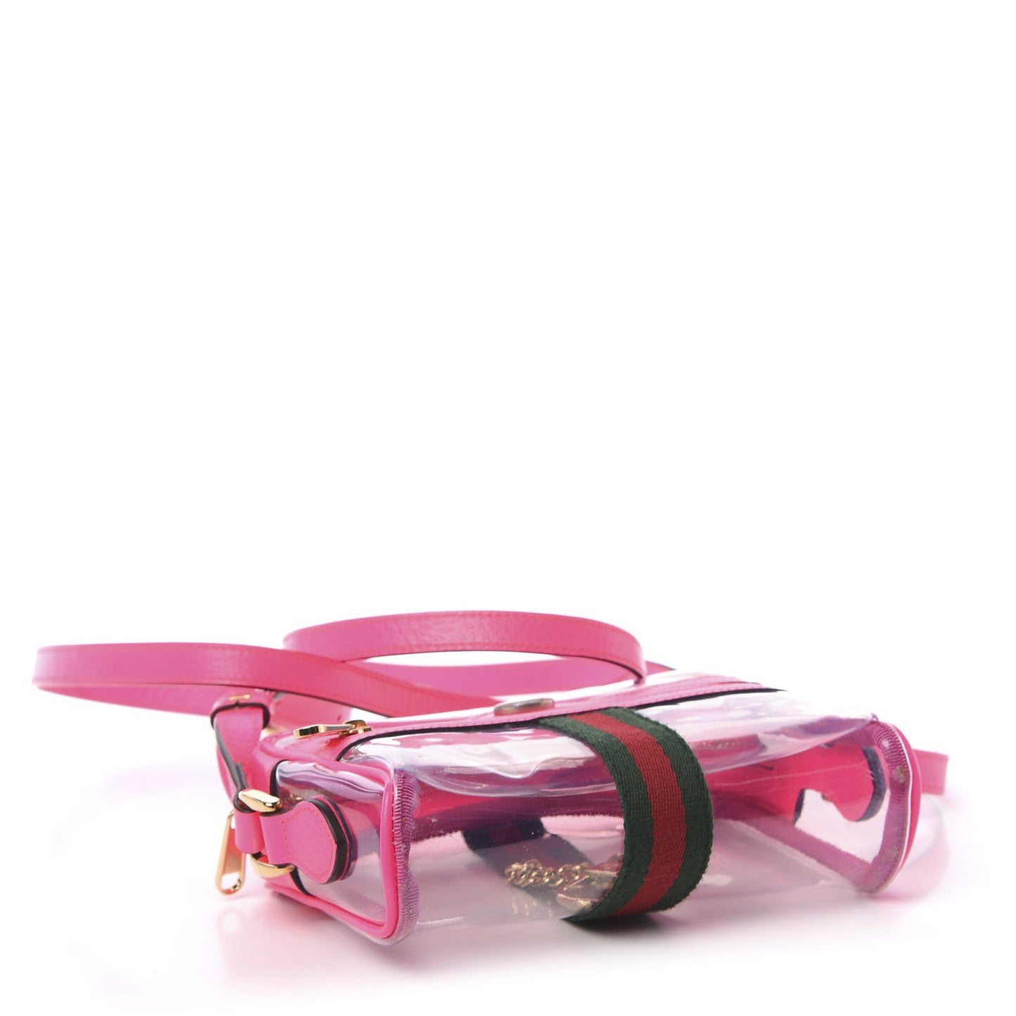Vinyl Web Mini Ophidia Transparent Shoulder Bag Fluorescent Fuchsia