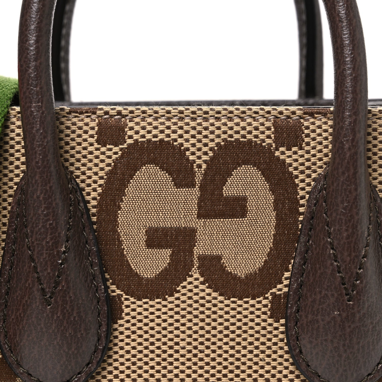 Gucci Monogram Jumbo GG Textured Dollar Calfskin Web Mini Vertical