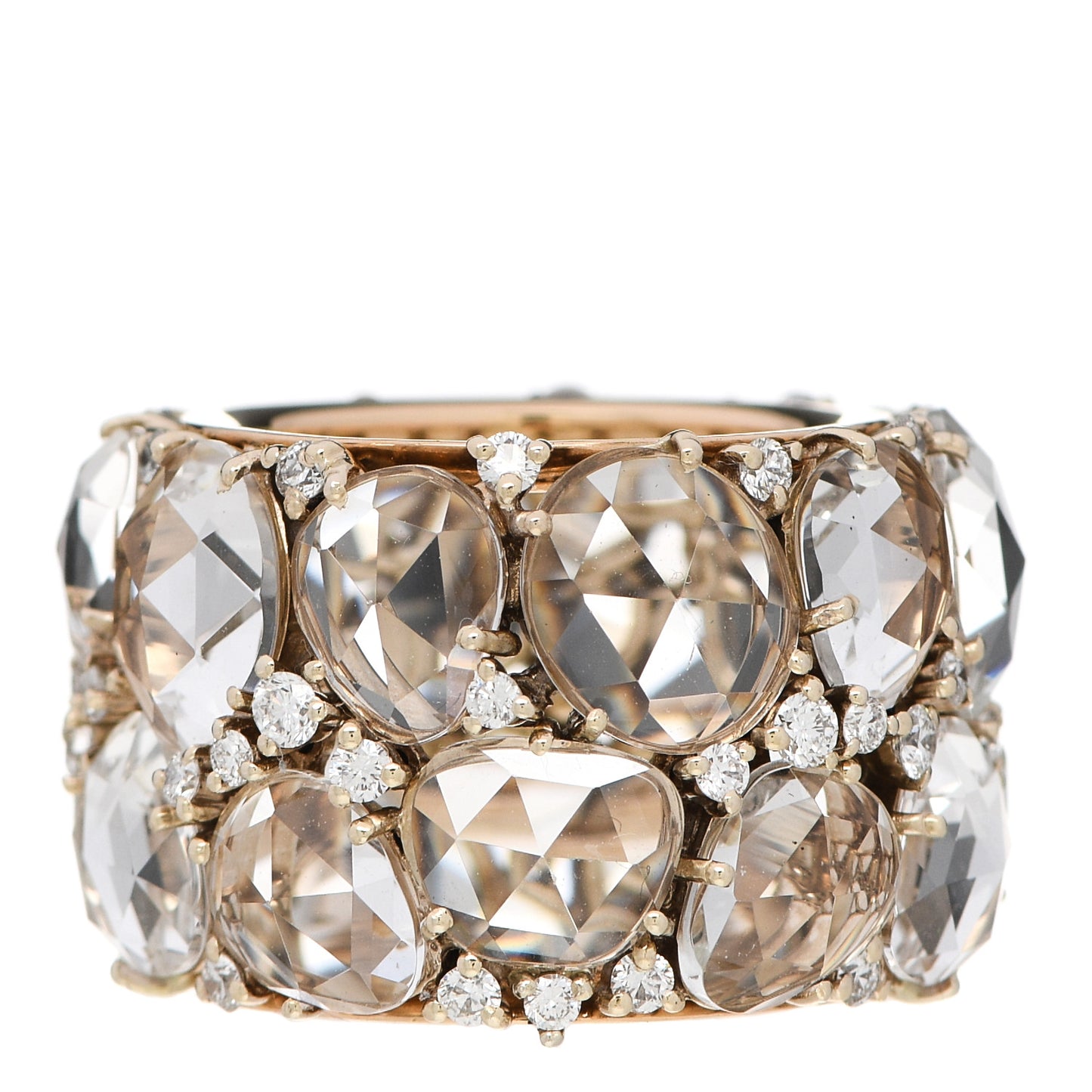 18K Rose Gold Diamond White Topaz Lulu Ring 49 5