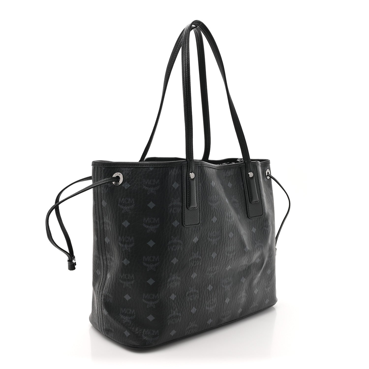 MCM Visetos Medium Liz Reversible Shopper Tote Black 4 of 19