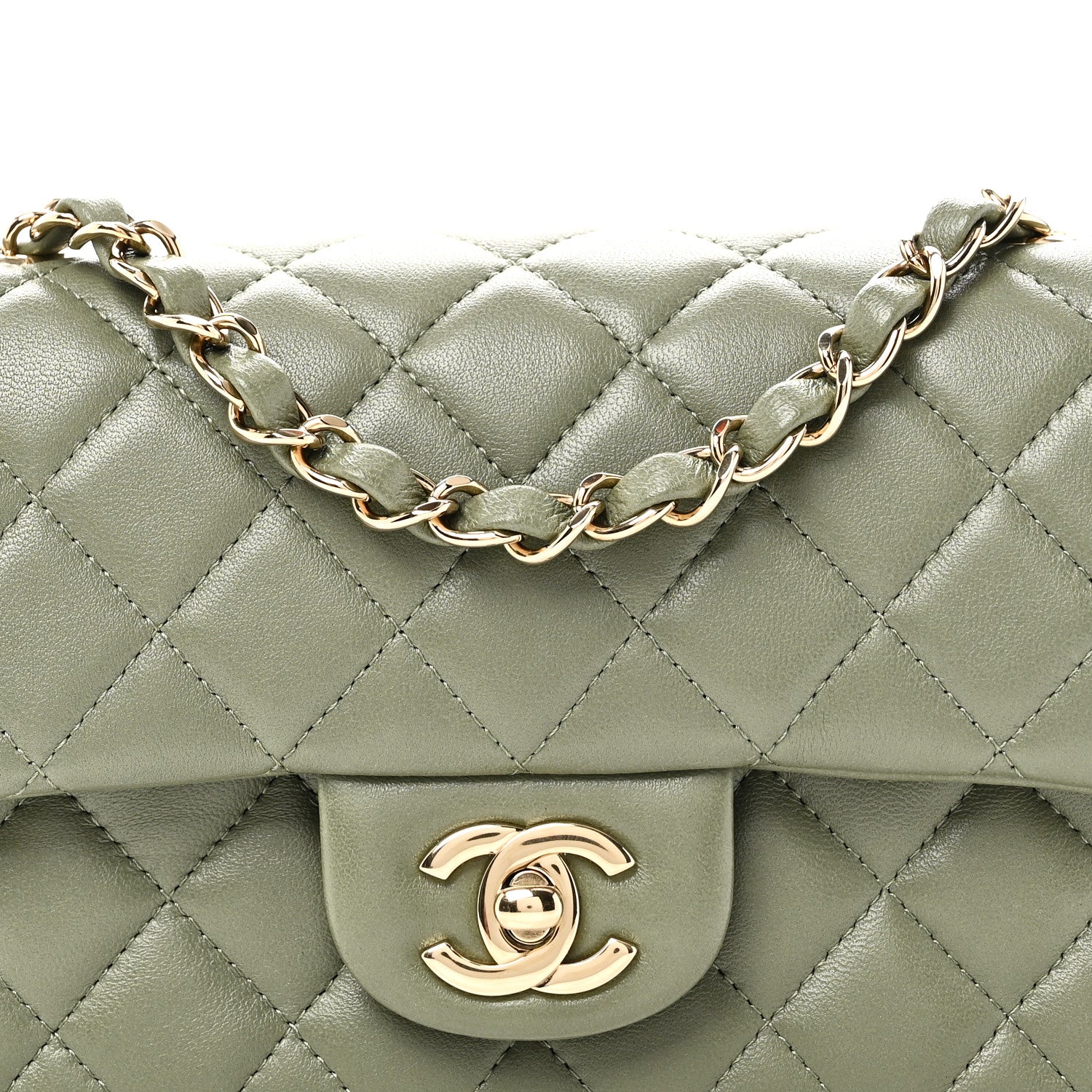 Chanel Lambskin Quilted Mini Rectangular Flap Green 8 of 11