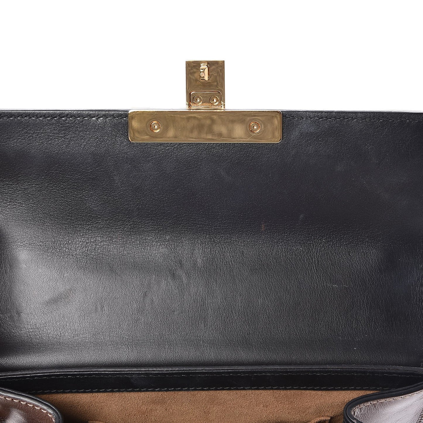 GG Supreme Monogram Calfskin Small Padlock Shoulder Bag Beige Black Cuir