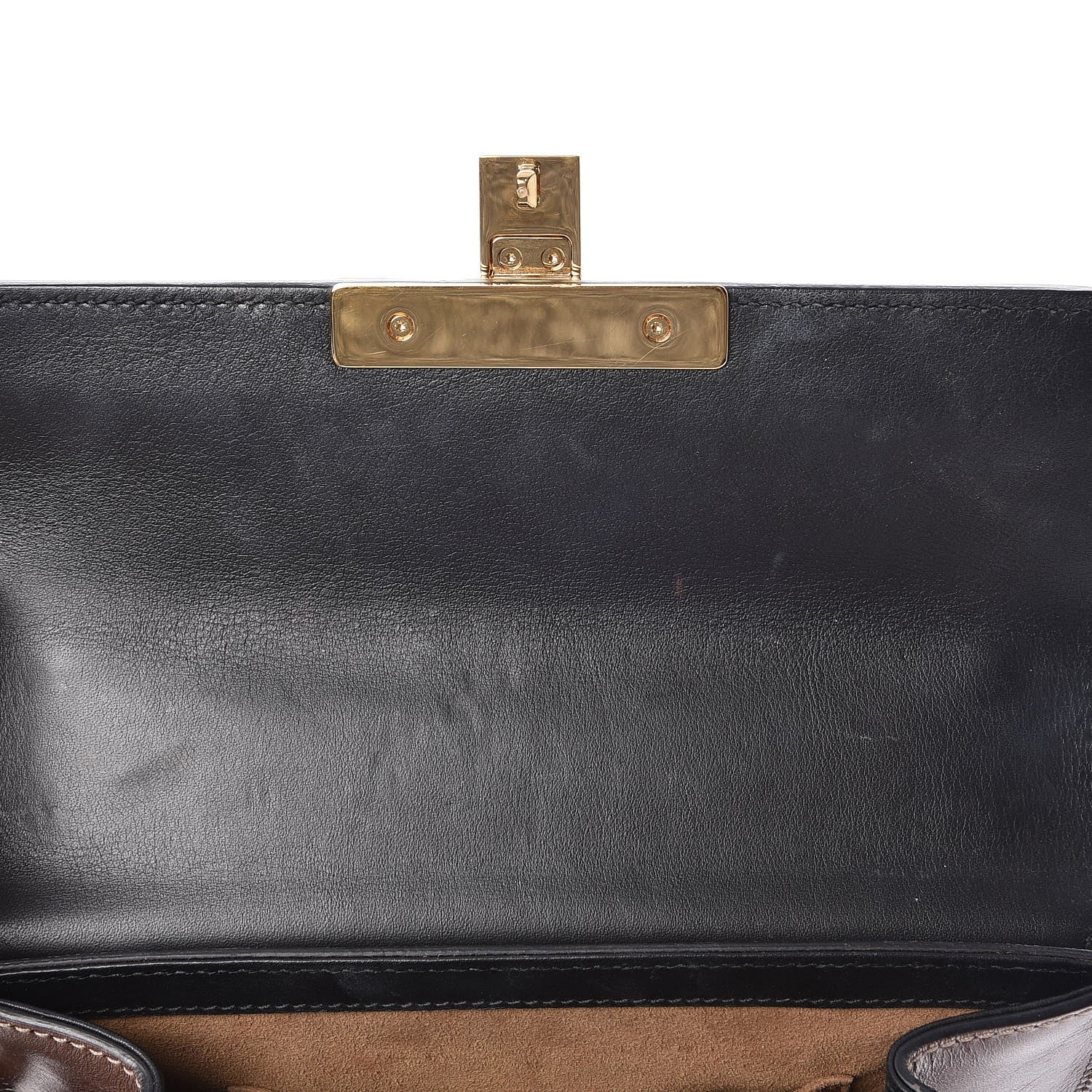 Gucci GG Supreme Monogram Calfskin Small Padlock Shoulder Bag Beige Black Cuir 9 of 11