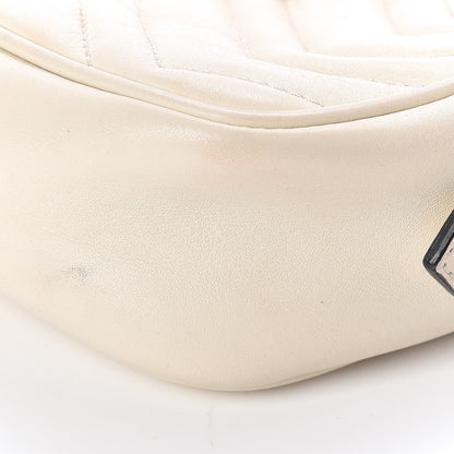 Gucci Calfskin Matelasse Mini GG Marmont Chain Shoulder Bag White 10 of 12