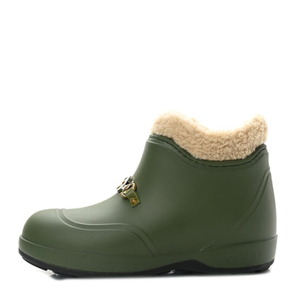 Gucci Rubber Wool Womens Crossy Ankle Boots 37 Cedar Green Butterscotch 1 of 11