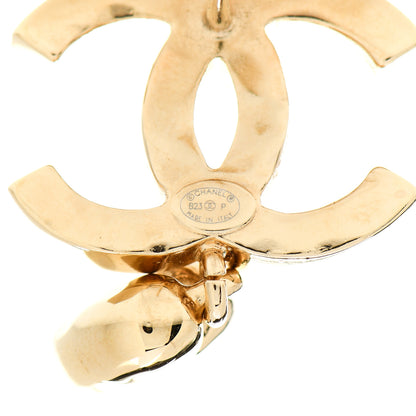 Chanel Metal Crystal CC Heart Drop Earrings Gold 4 of 5