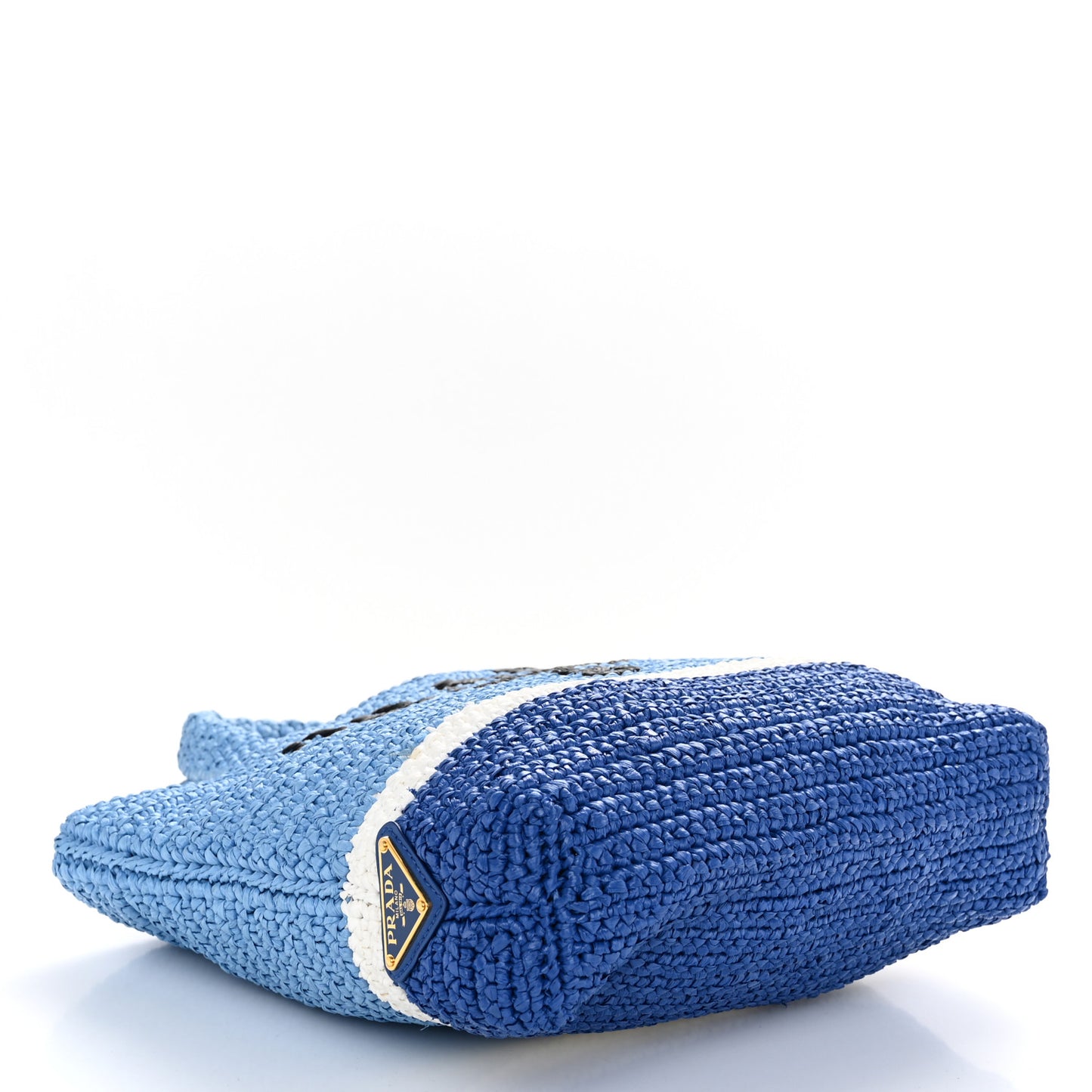 Yarn Raffia Effect Crochet Small Logo Tote Celeste Blue