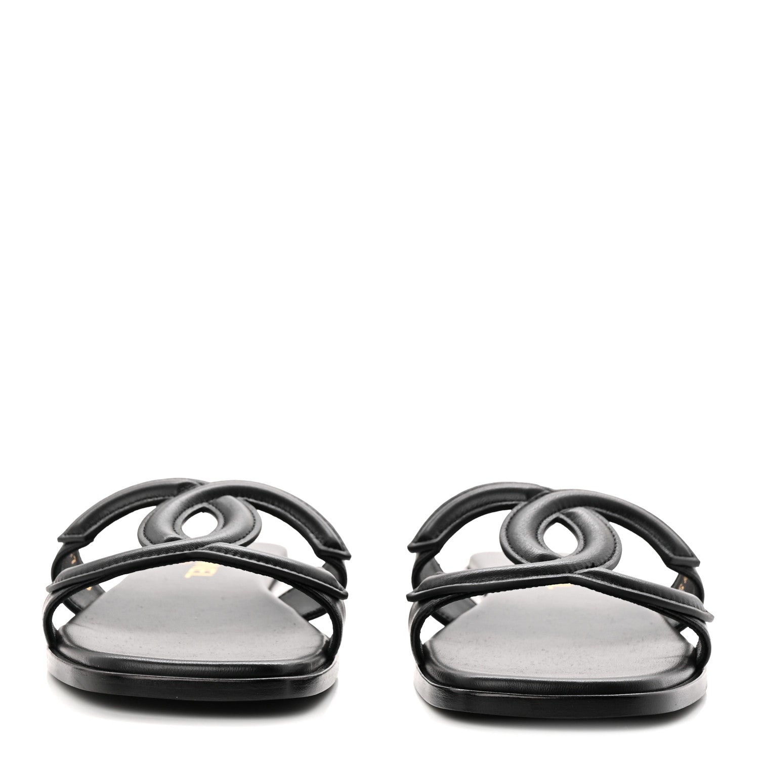 Chanel Lambskin CC Cut Out Mules Sandals 38 Black 3 of 9