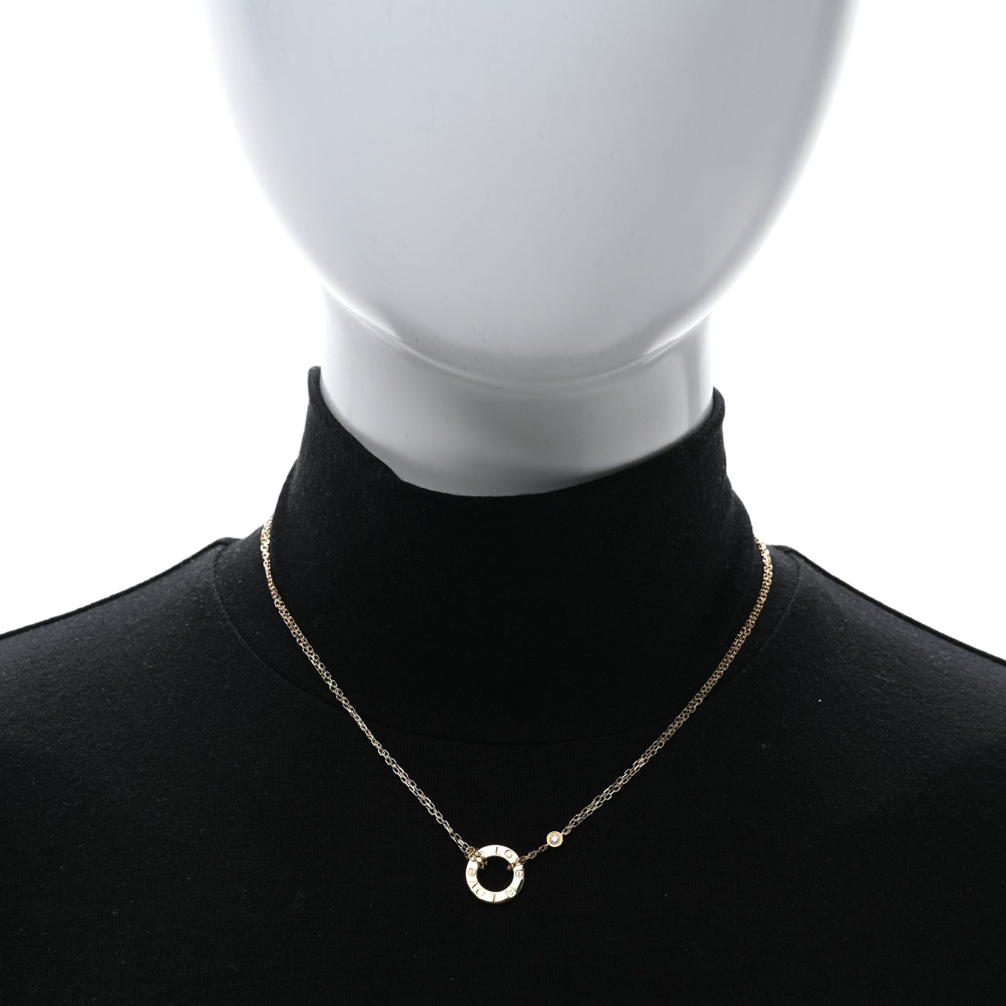 18K Yellow Gold 2 Diamond LOVE Necklace