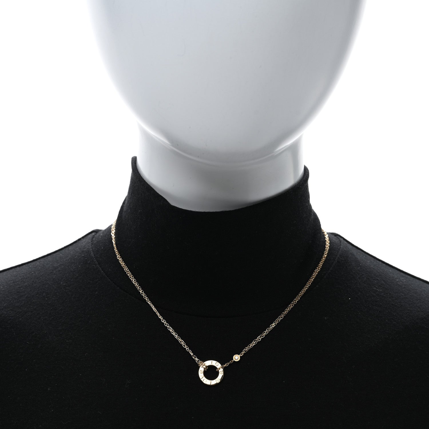 Cartier 18K Yellow Gold 2 Diamond LOVE Necklace 2 of 4