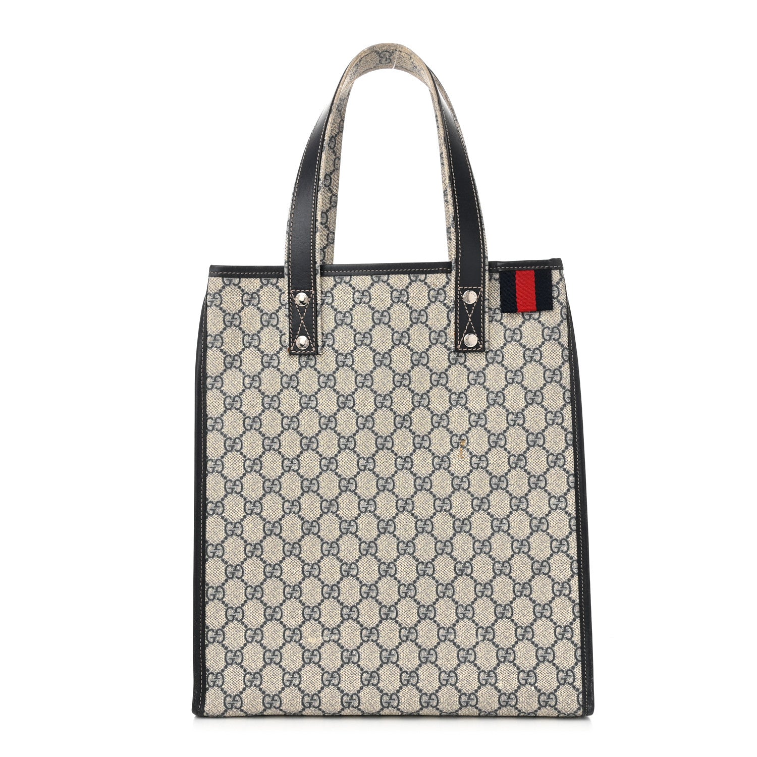 Gucci GG Plus Monogram Small Signature Web Loop Vertical Tote Navy 1 of 16