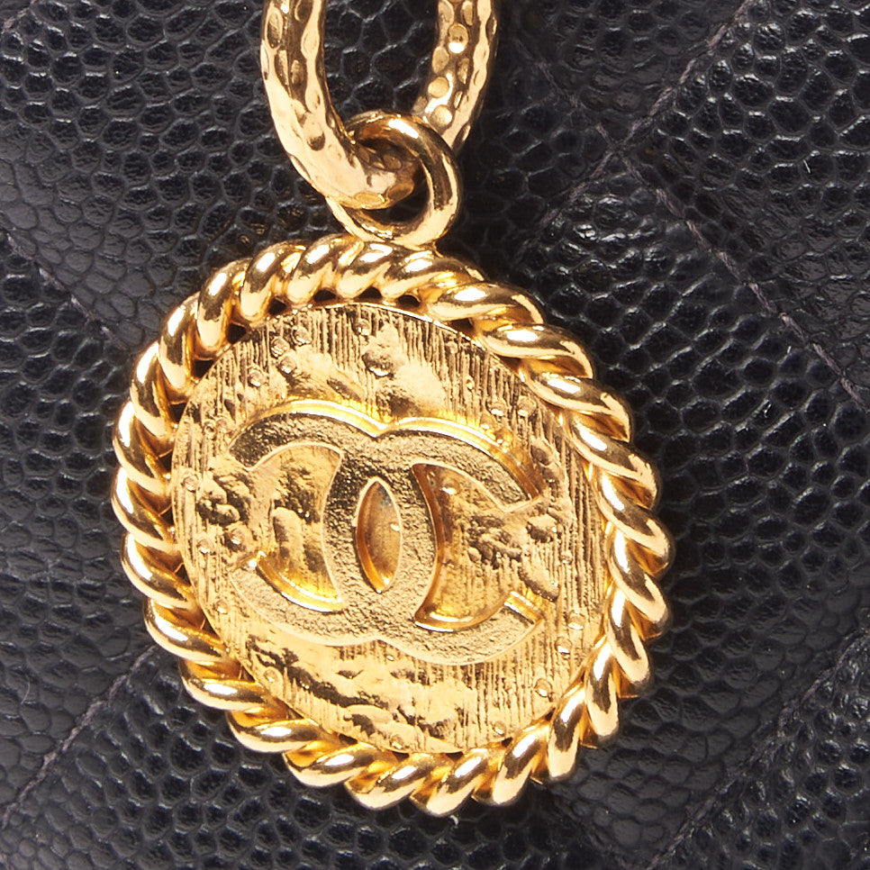 Caviar Quilted Medallion Tote Black