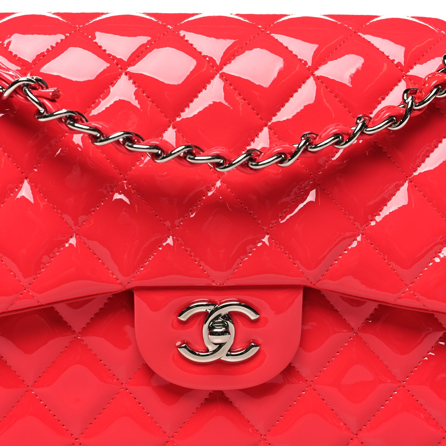 Chanel Patent Quilted Jumbo Double Flap Pink 8 of 10