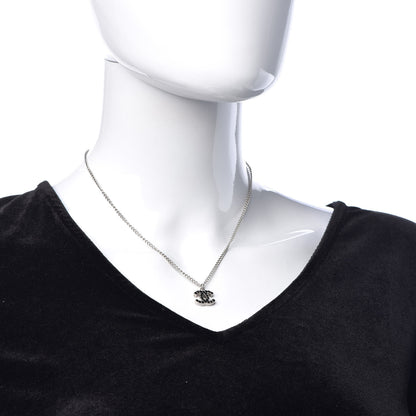 Chanel Crystal CC Necklace Silver Black 2 of 5