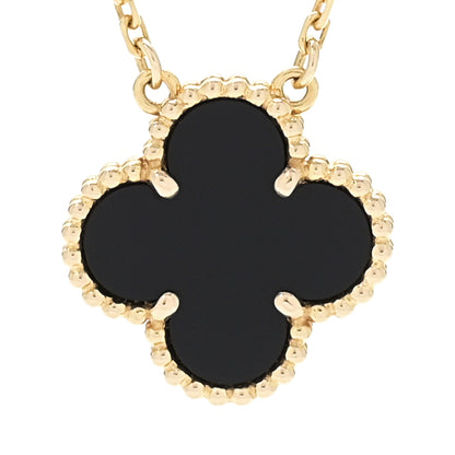 Van Cleef & Arpels 18K Yellow Gold Black Onyx Vintage Alhambra Pendant Necklace 4 of 7