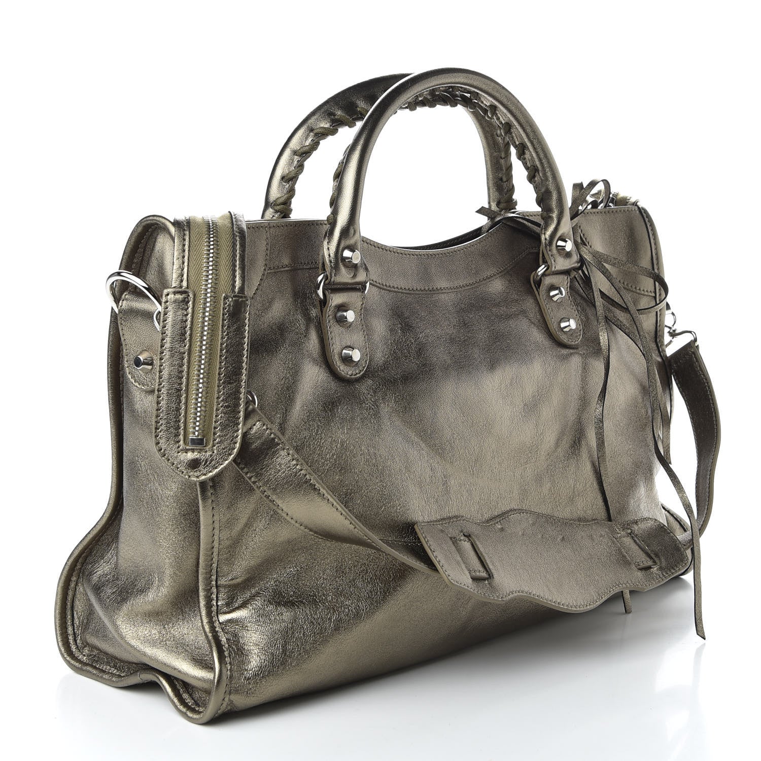 Balenciaga Metallic Agneau Classic Silver Hardware City Pewter 3 of 9