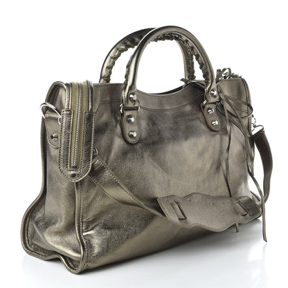 Balenciaga Metallic Agneau Classic Silver Hardware City Pewter 3 of 9