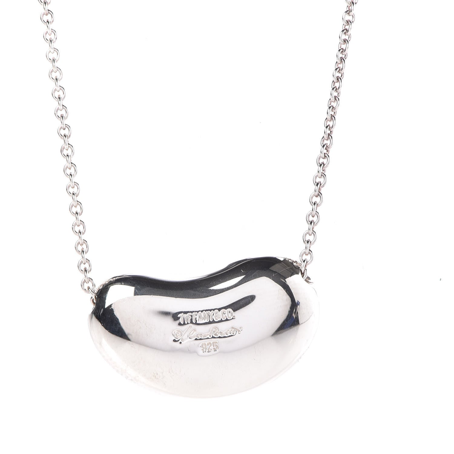 Tiffany Sterling Silver 25mm Elsa Peretti Bean Pendant Necklace 5 of 7