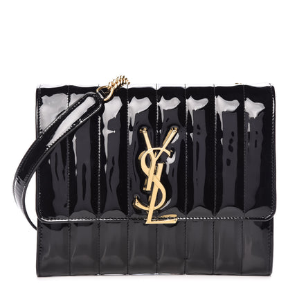 Saint Laurent Patent Matelasse Monogram Vicky Chain Bag Black 1 of 9