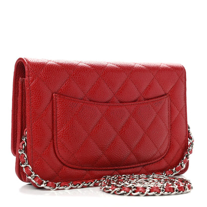 Chanel Caviar Quilted Wallet On Chain WOC Red 2 of 4
