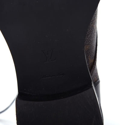 Louis Vuitton Calfskin Monogram Wonderland Flat Ranger Boots 38 Black 9 of 11