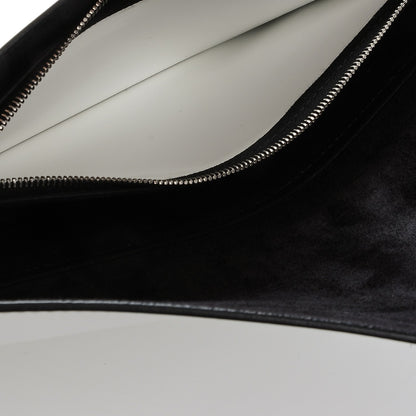 Celine Spazzolato Calfskin Diamond Clutch White Black 8 of 8