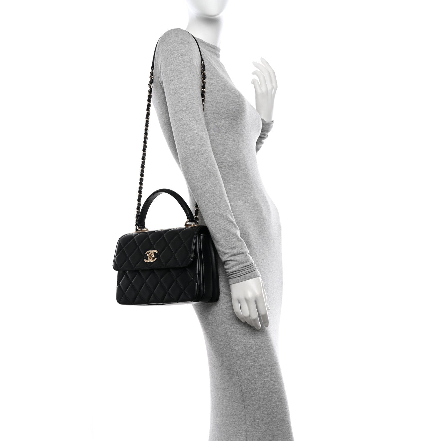 Chanel Lambskin Quilted Small Trendy CC Dual Handle Flap Bag Black 2 of 13