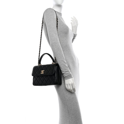 Chanel Lambskin Quilted Small Trendy CC Dual Handle Flap Bag Black 2 of 13